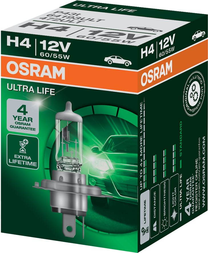 OSRAM Ultra Life H4 60/55 W P43t