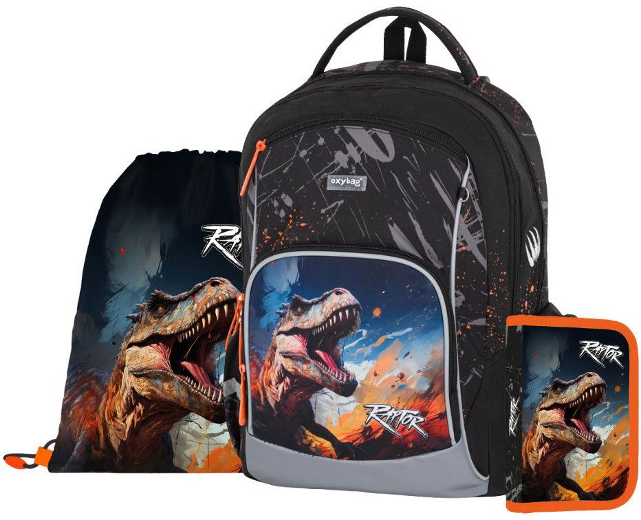 OXYBAG Školská sada 3 ks OXY GO Dino