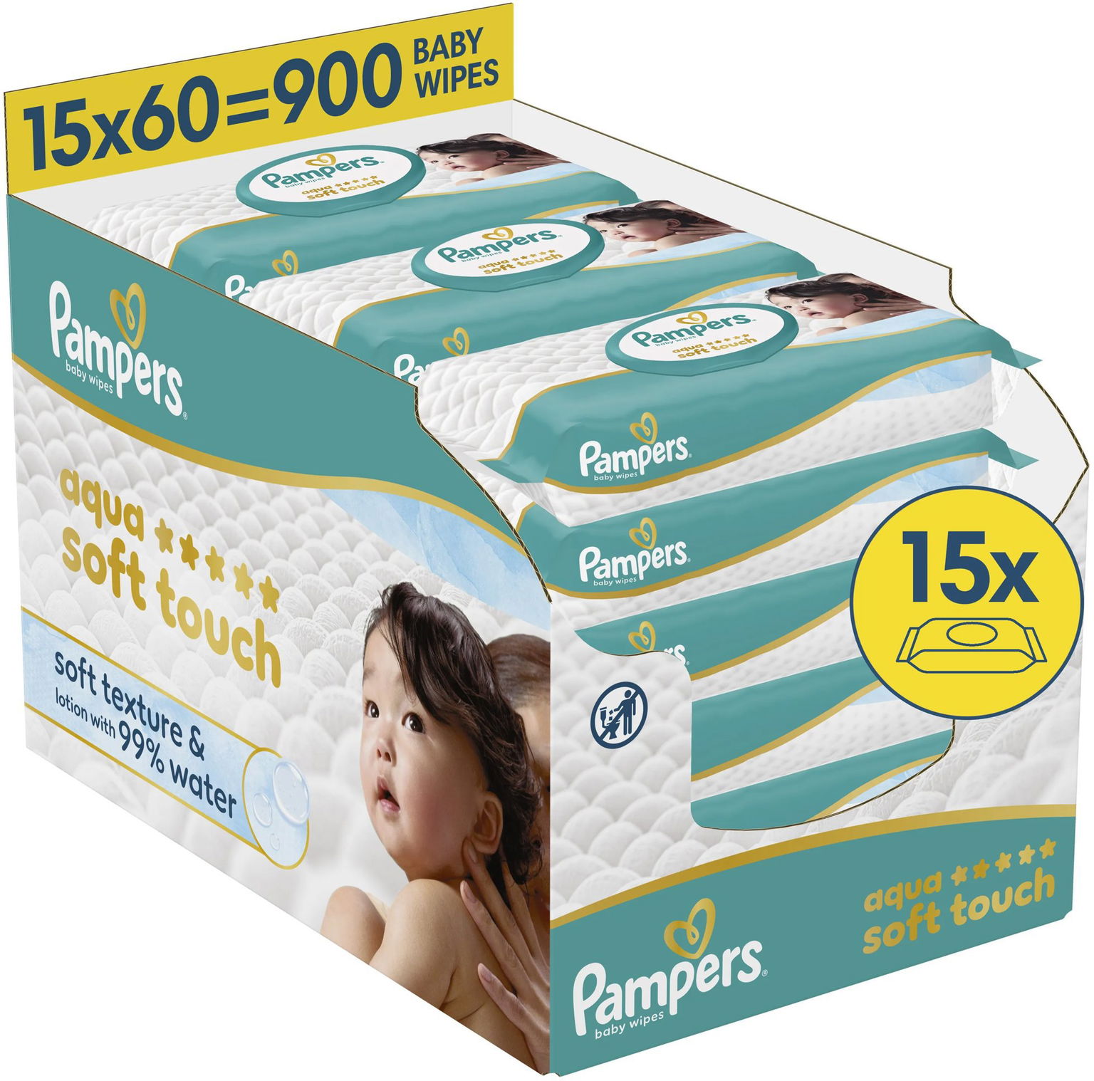 PAMPERS Aqua Soft Touch 900 ks (15×60 ks)