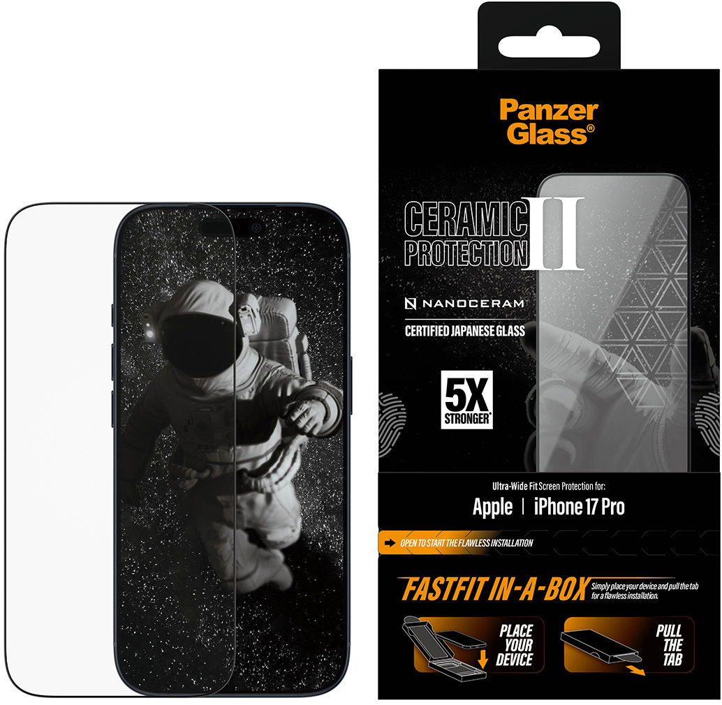 PanzerGlass Ceramic II Apple iPhone 17 Pro s bezprašným inštalačným boxom
