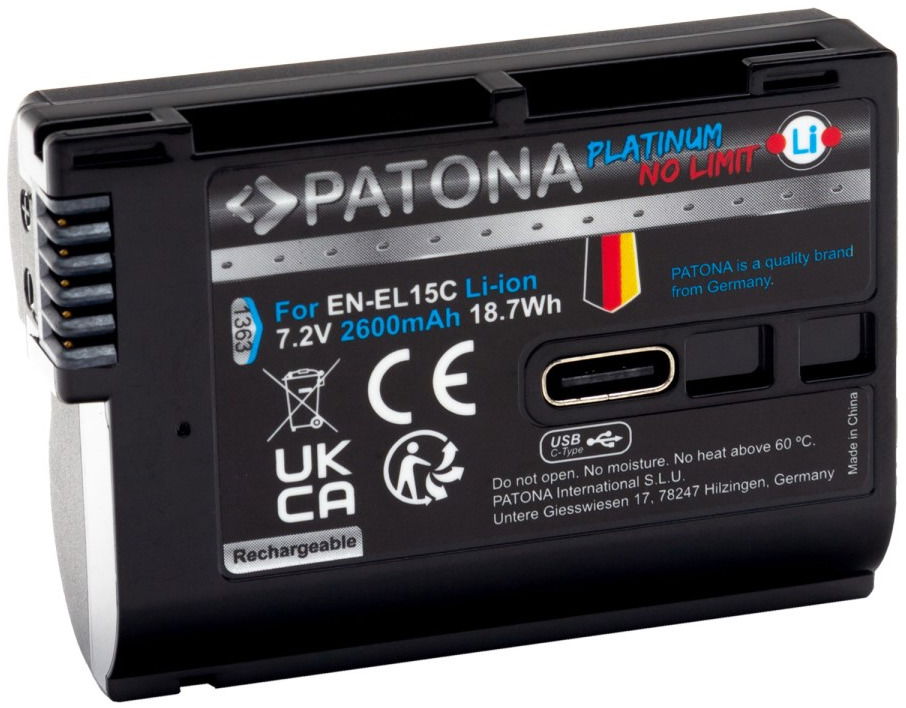 PATONA batéria pre Nikon EN-EL15C 2600mAh Li-Ion Platinum USB-C nabíjanie