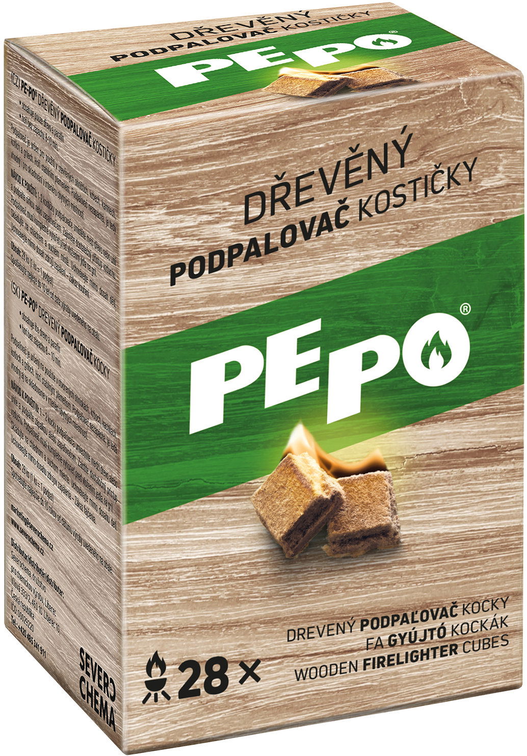 PE-PO Drevený podpaľovač kocky 28 ks