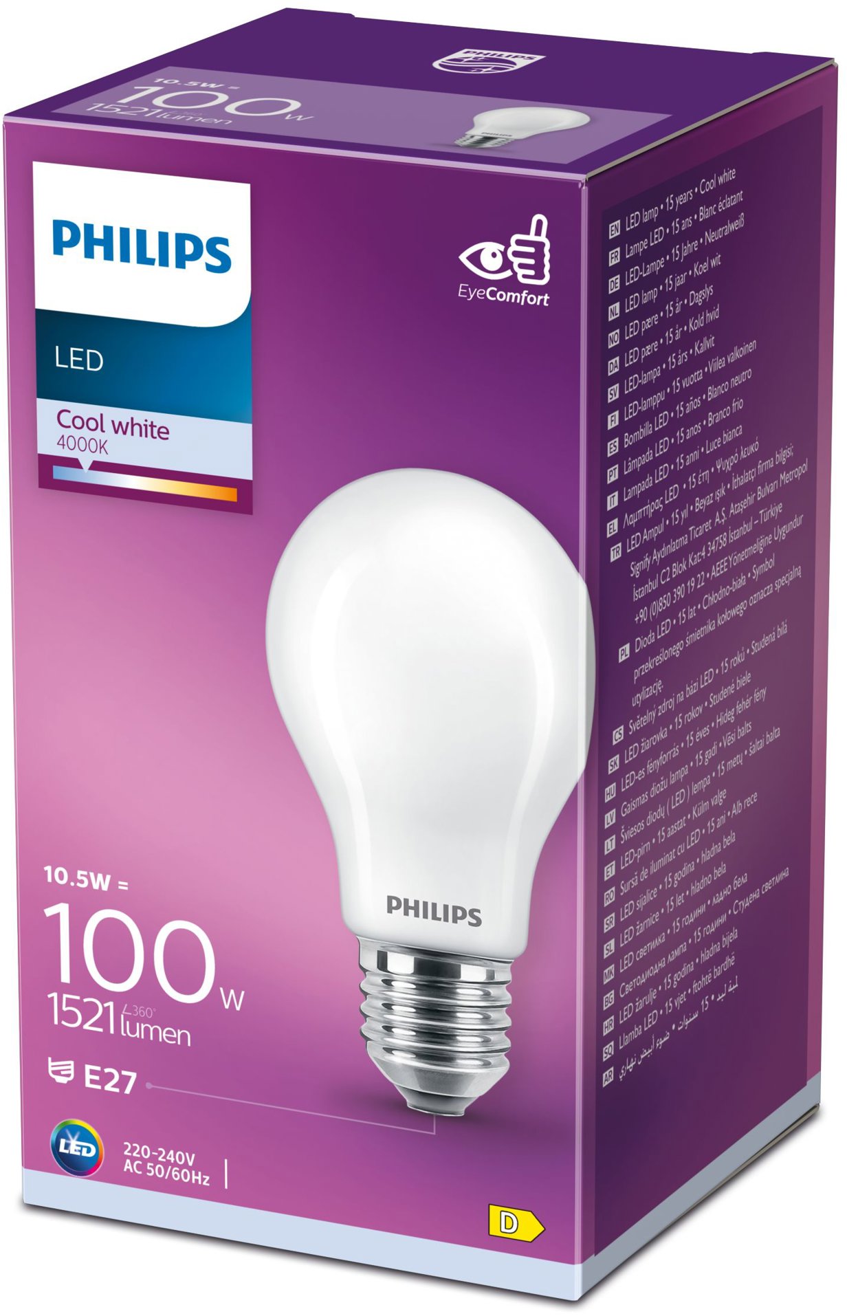 Philips Classic A60, E27, 100 W, studená biela