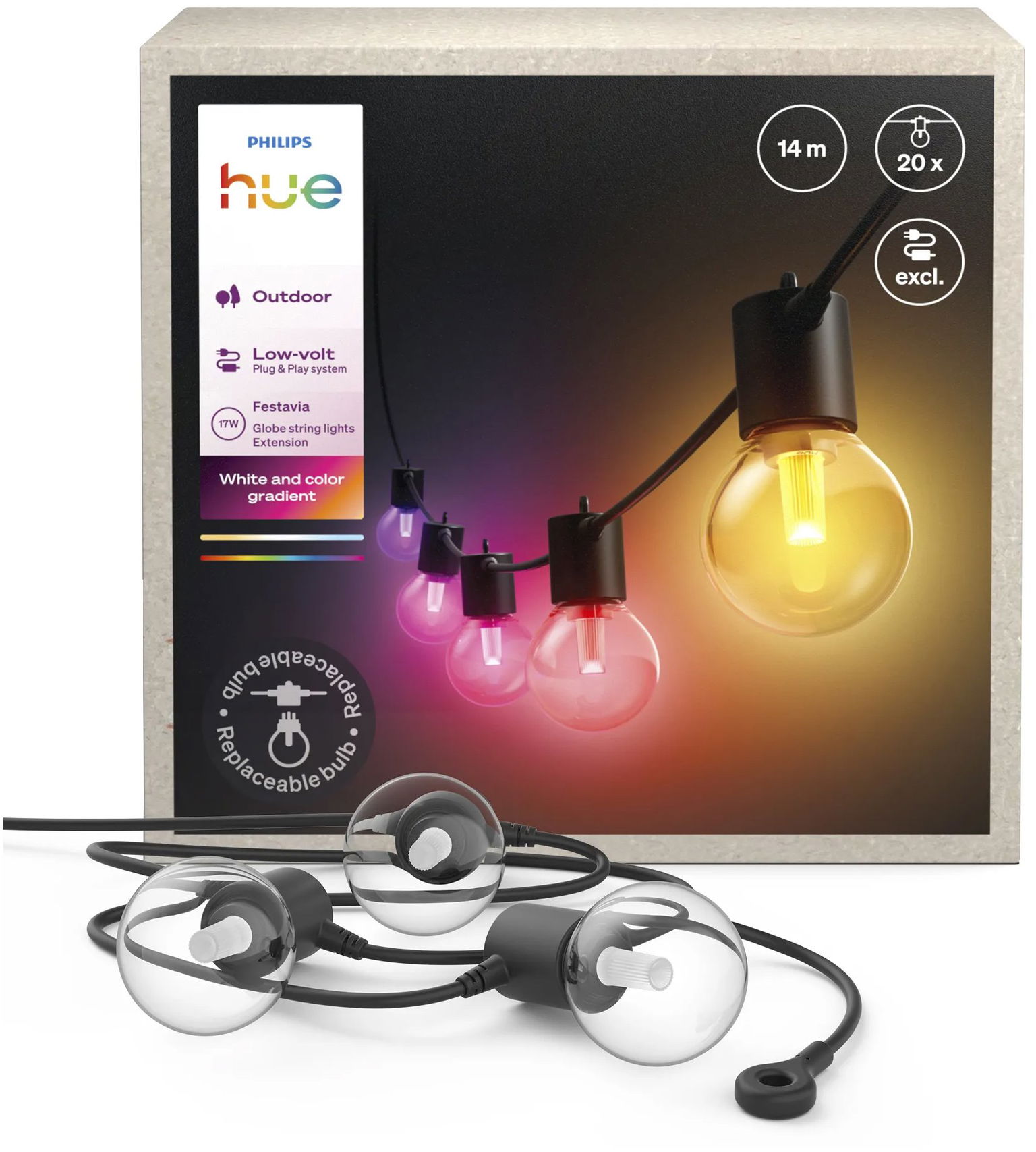 Philips Festavia Hue globe string 14 m 20 bulb, extension