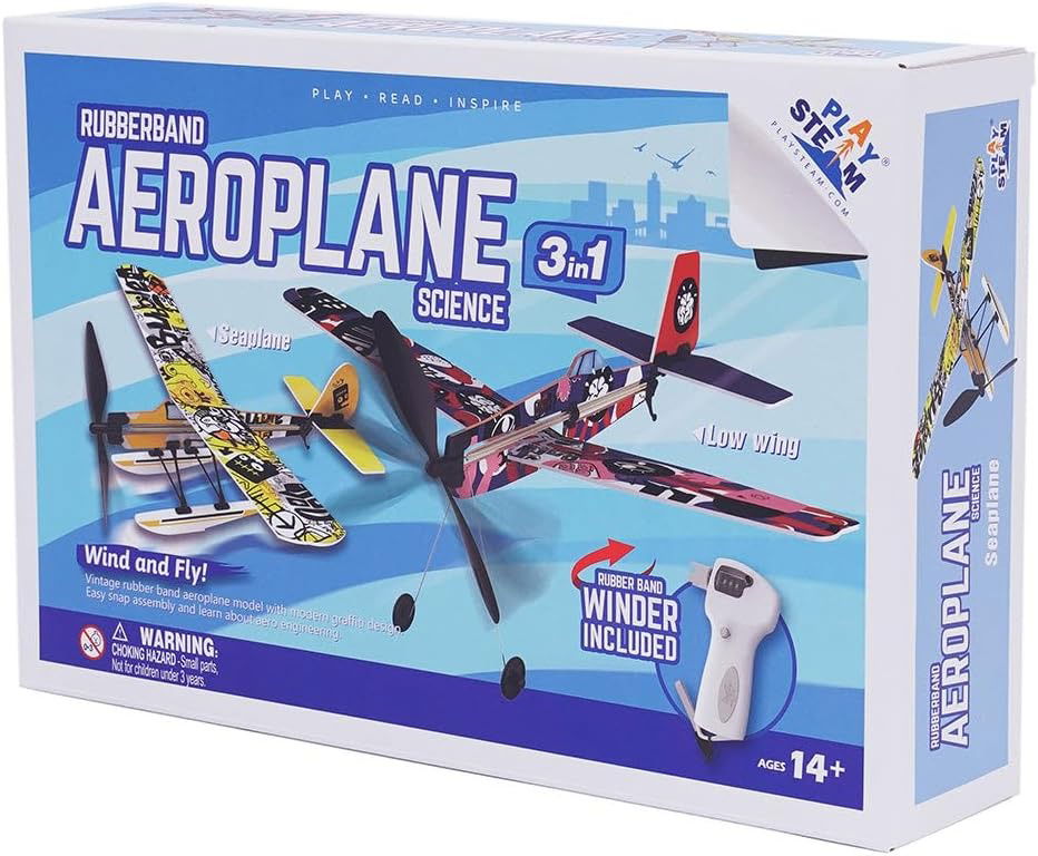 PLAYSTEM 3 in 1 Rubberband Airplane Set