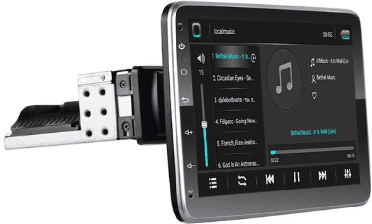 PODOFO 1DIN Otočné Autorádio Android 14, WiFi GPS USB, Android rádio s GPS navigáciou, Bluetooth
