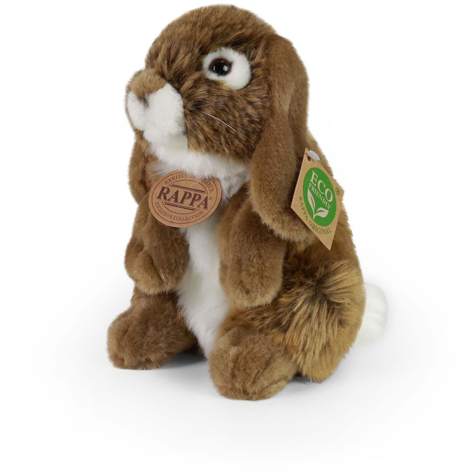 RAPPA Plyšový králik hnedý stojaci 18 cm, Eco-Friendly