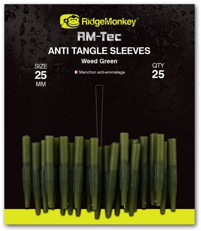 RidgeMonkey RM-Tec Anti Tangle Sleeves 25 mm Zelený 25 ks