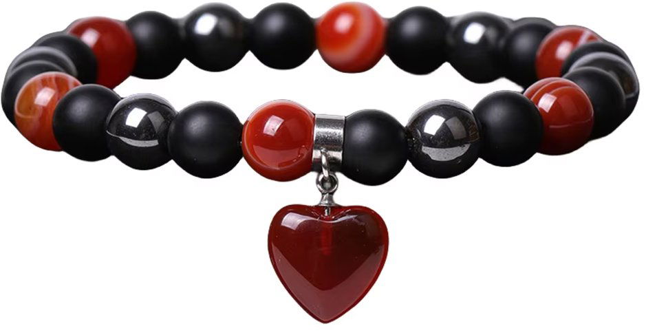 Silver Star Copperleaf dámsky náramok, čierny, Hematite Carnelian, 23 cm