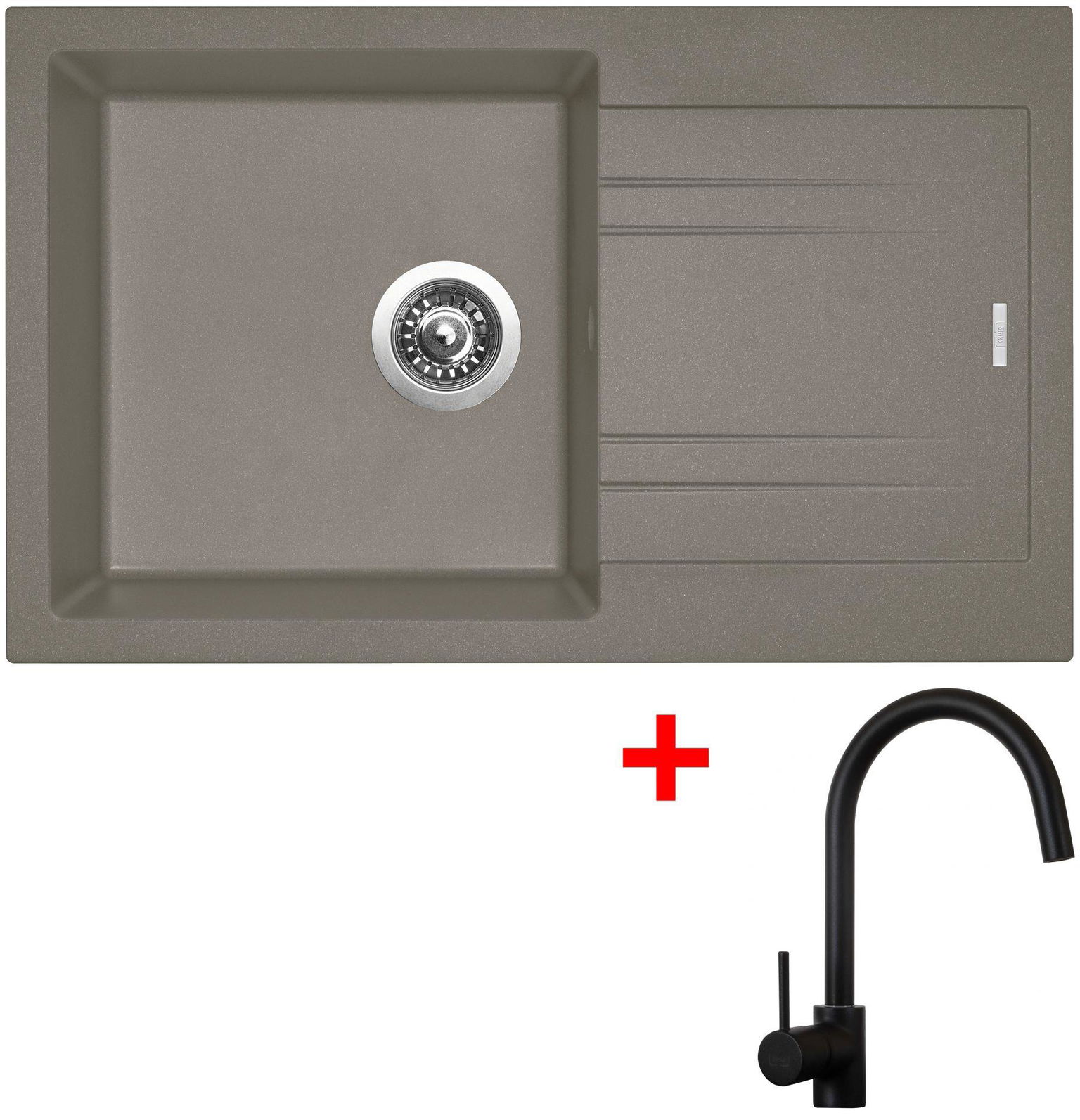 Sinks Linea 780 Truffle + Vitalia, čierna, matná