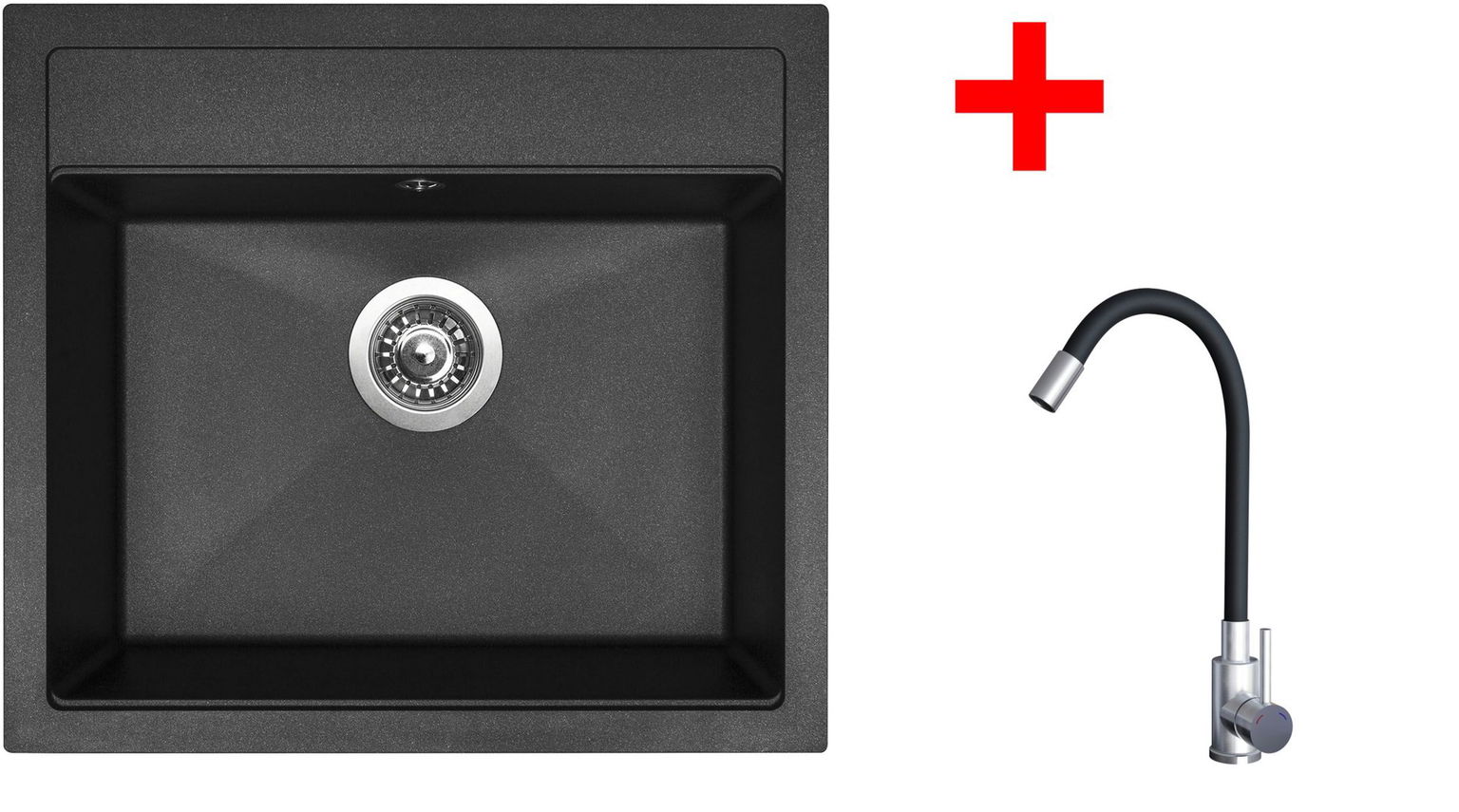 Sinks Solo 560 Granblack + Elasta nehrdzavejúca oceľ/čierny