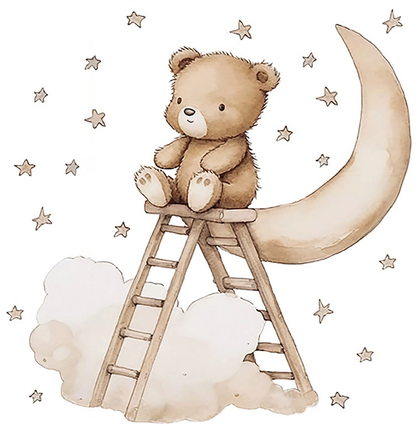 Sipo Nástenné samolepky Teddy bear on a ladder