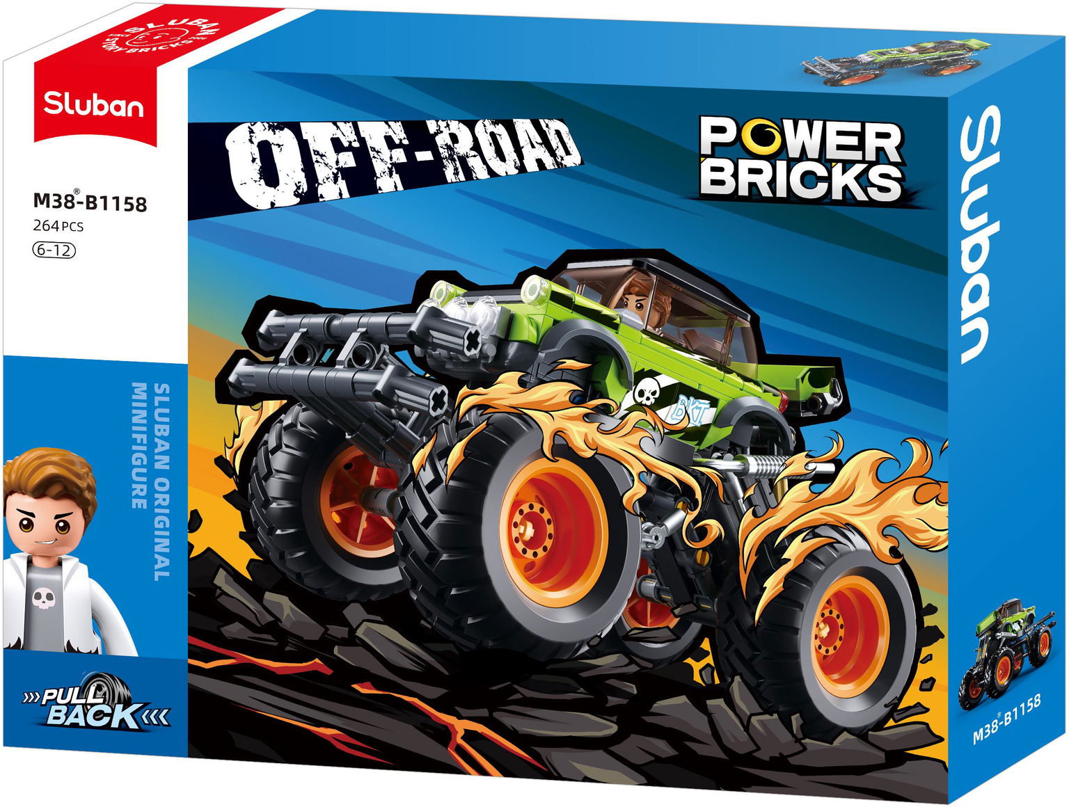 Sluban Power Bricks M38-B1158 Naťahovací Zelený Off-Road BKI