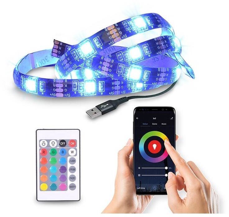 Solight LED WIFI smart RGB pásik na TV, 4 × 50 cm, USB