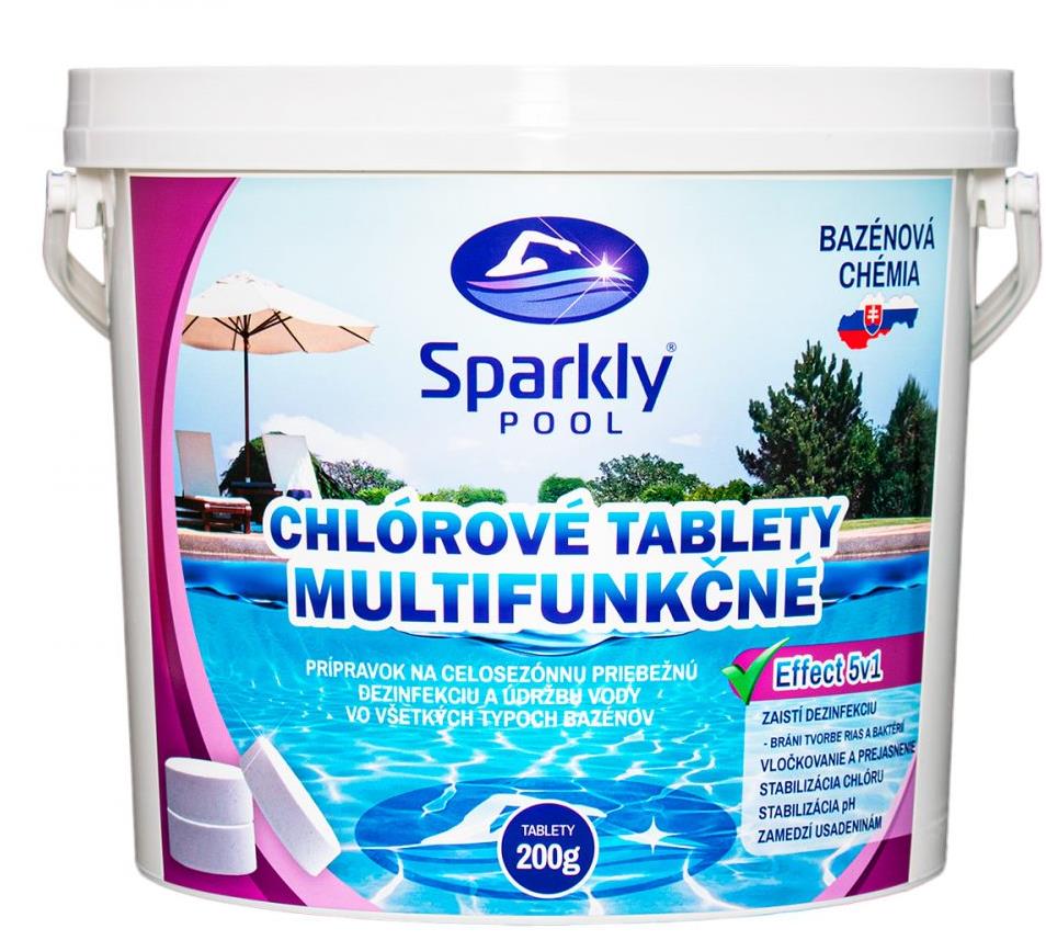 Sparkly POOL Tablety do bazéna chlórové 5 v 1 multifunkčné 200 g 3 kg