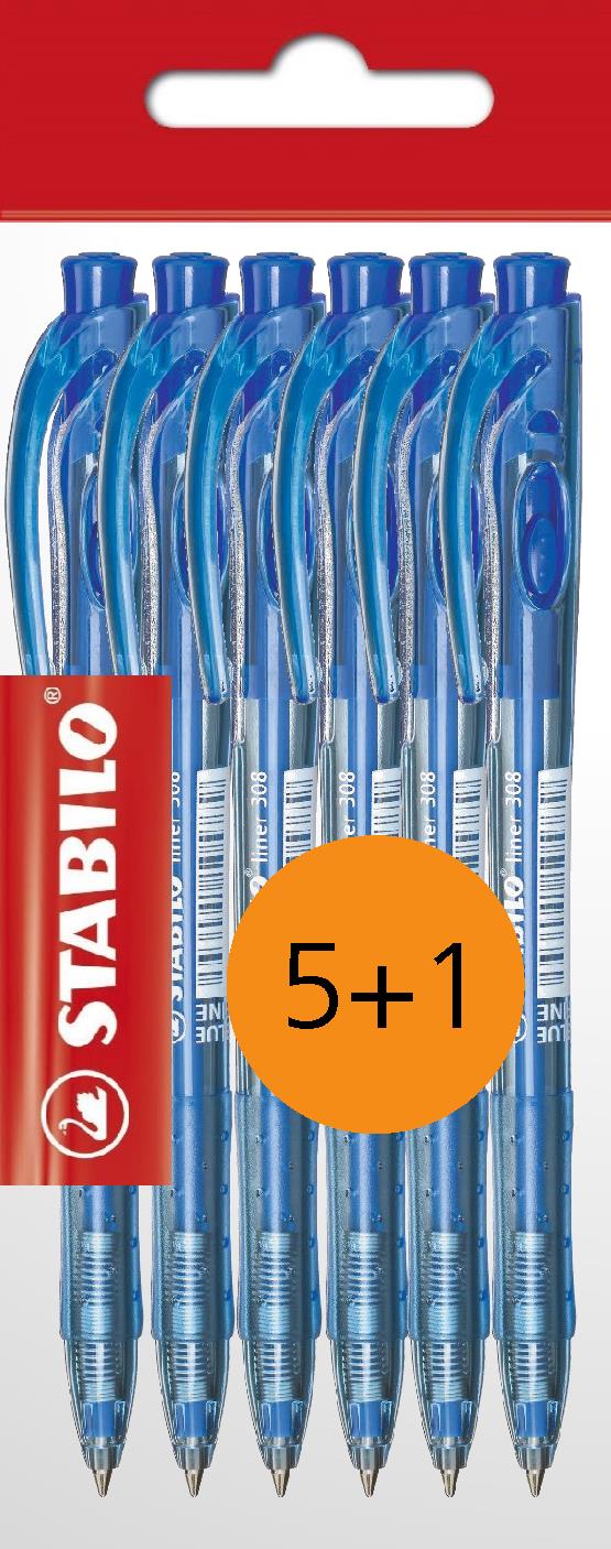 STABILO liner modrý – balenie 6 ks
