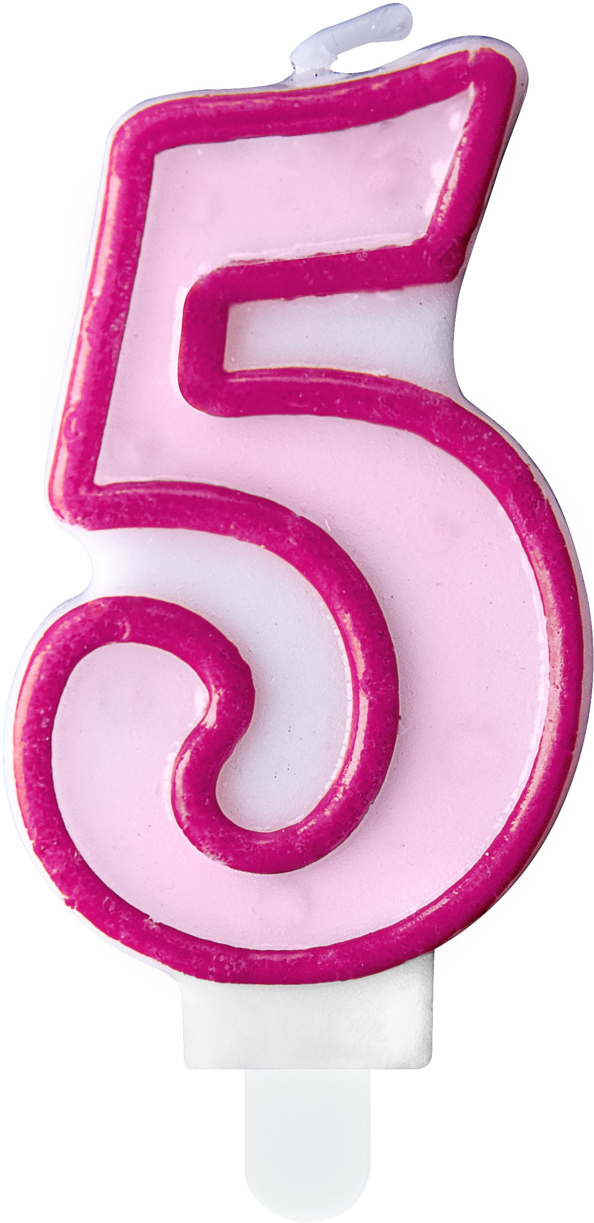 Sviečka narodeninová, 7 cm, číslica „5", ružová