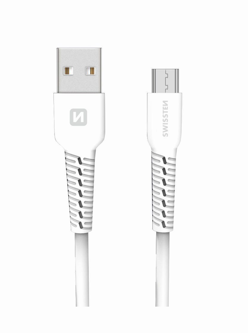 Swissten dátový kábel micro USB 1 m biely