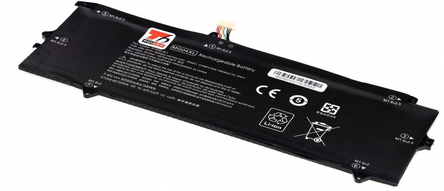 T6 Power do Hewlett Packard Elite x2 1012 G1 Tablet, Li-Poly, 5000 mAh (38 Wh), 7,6 V