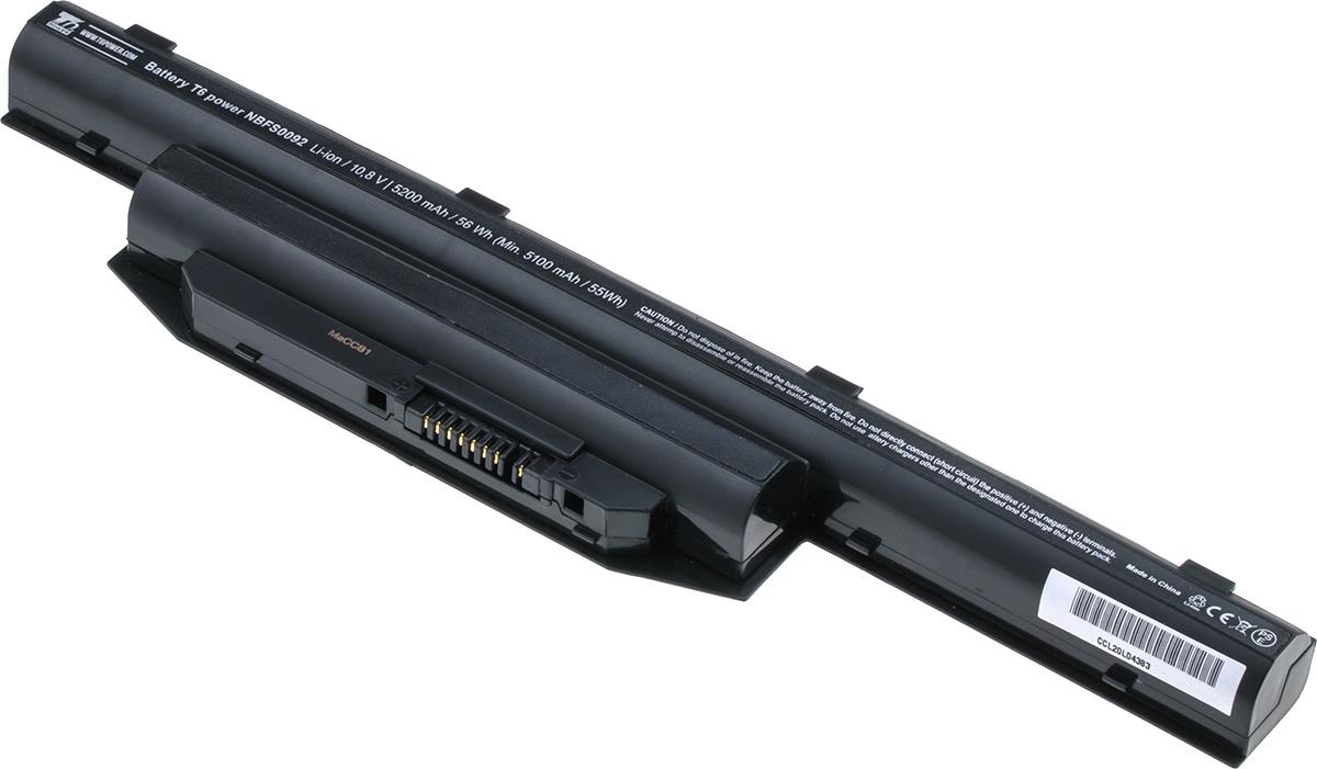 T6 Power pre Fujitsu Siemens LifeBook A514, Li-Ion, 10,8 V, 5200 mAh (56 Wh), čierna