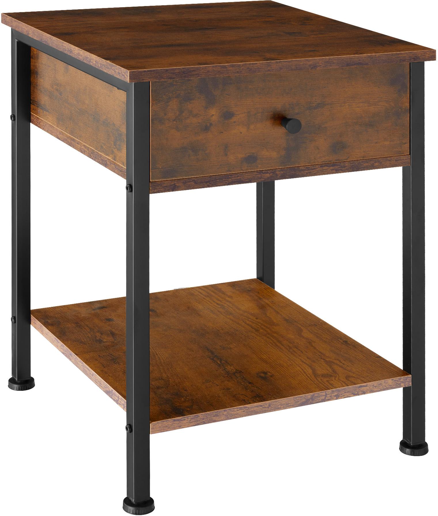TecTake Nočný stolík Bradford 40 × 40 × 55,5 cm – Industrial tmavé drevo