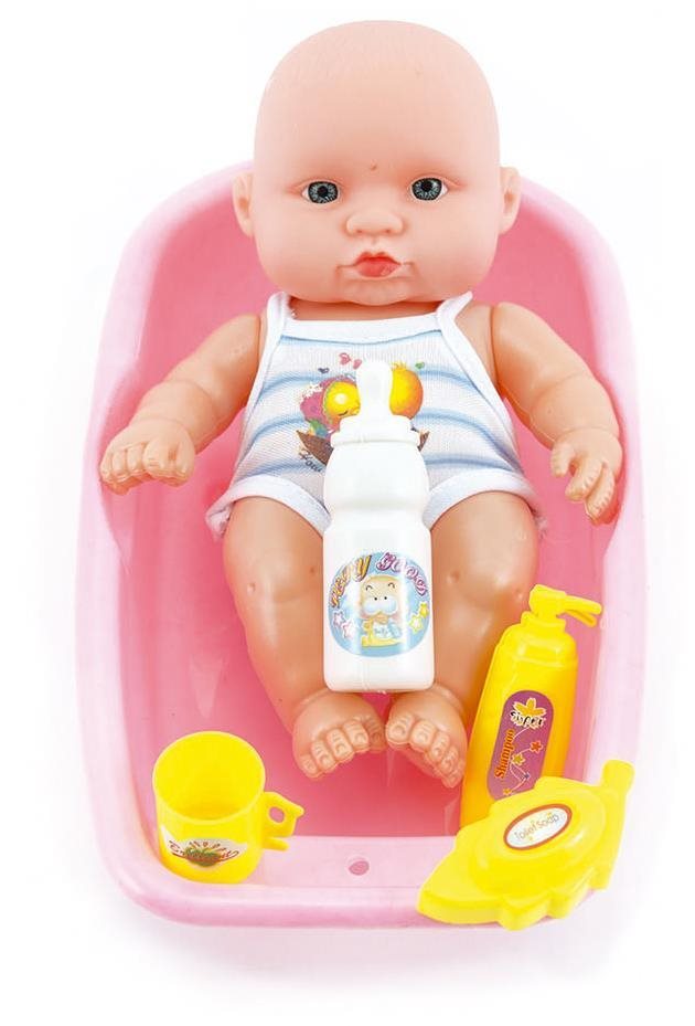 Teddies Bábätko plast 18 cm s doplnkami vo vaničke
