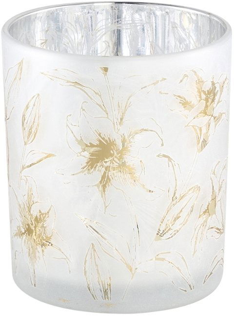 TEXTILOMANIE Biely sklenený svietnik Aolani Flower, 10 cm