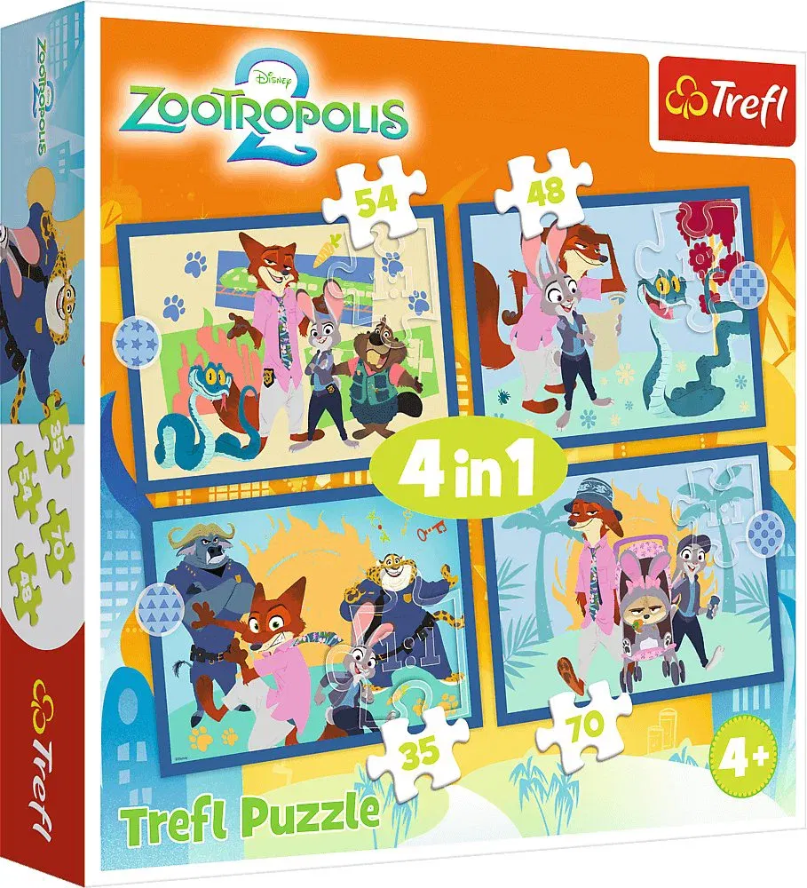 Trefl Puzzle 4 v 1 Zootropolis 2: Město plné dobrodružství