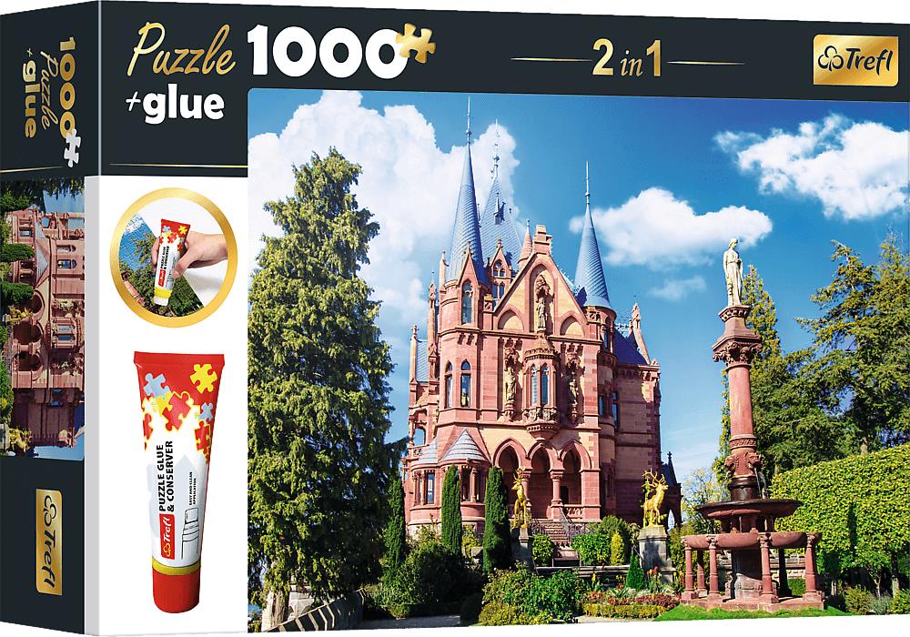 Trefl Sada 2 v 1 puzzle Zámok Drachenburg v Siebengebirge, Nemecko 1000 dielikov s lepidlom