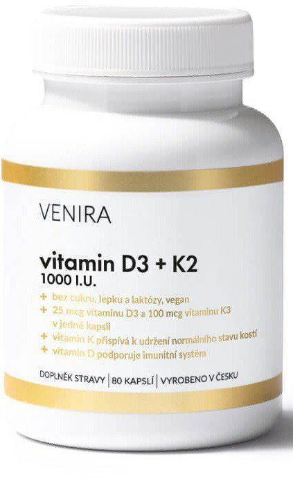 VENIRA Vitamín D3 + K2 80 kapsúl