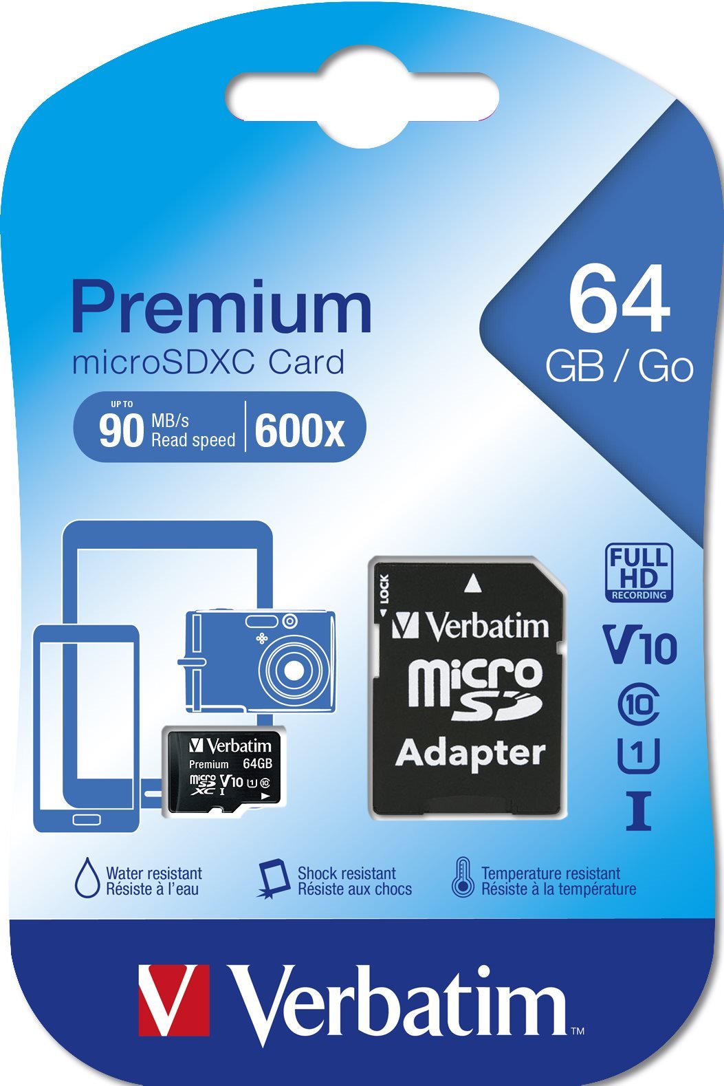 VERBATIM Premium microSDXC 64GB UHS-I V10 U1 + SD adaptér