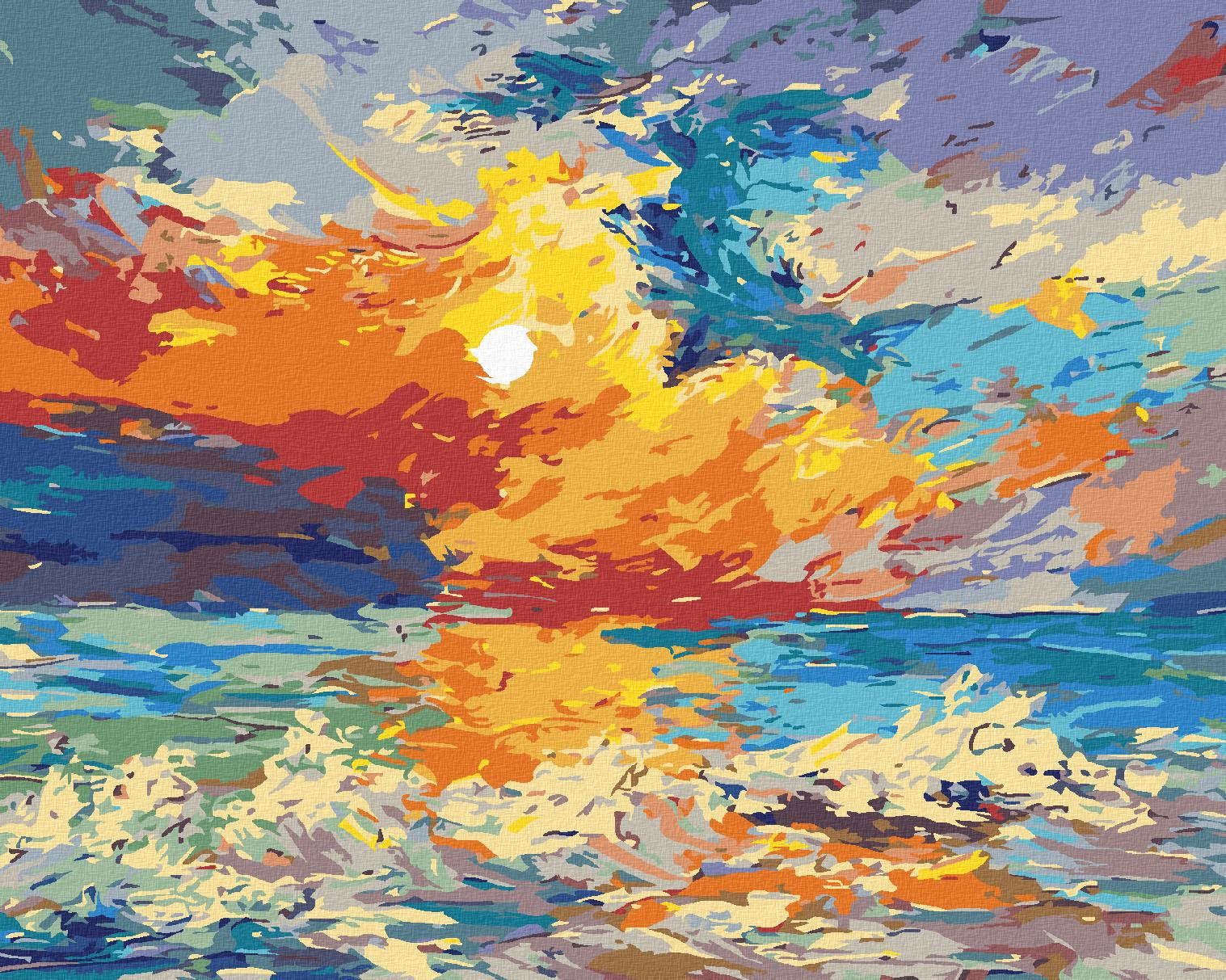 Viacfarebný západ slnka, 40×50 cm, vypnuté plátno na rám