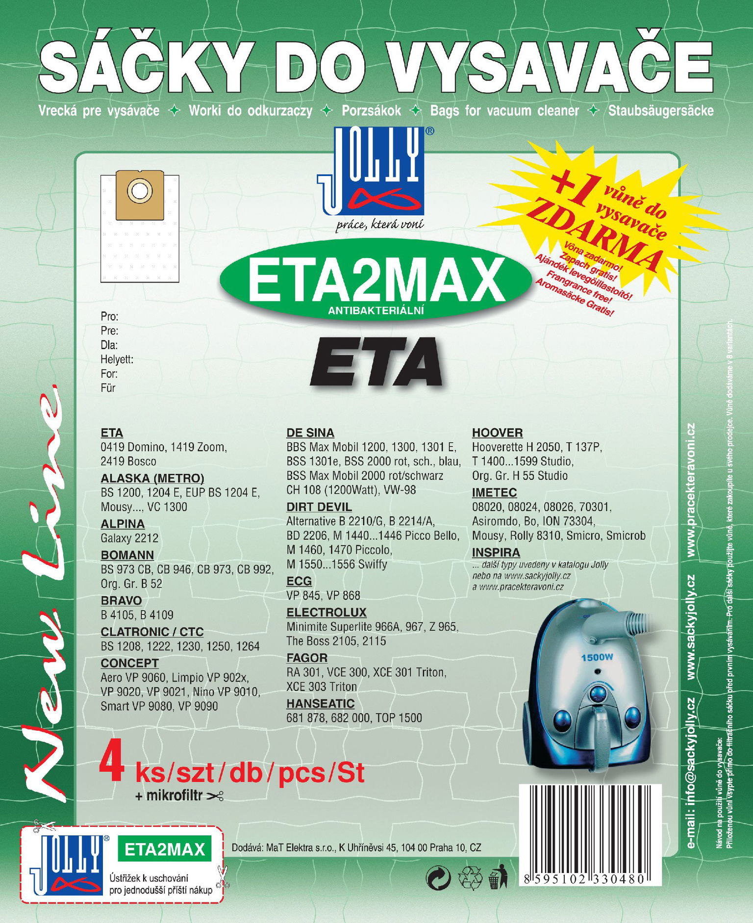 Vrecká do vysávača ETA2 MAX – textilné