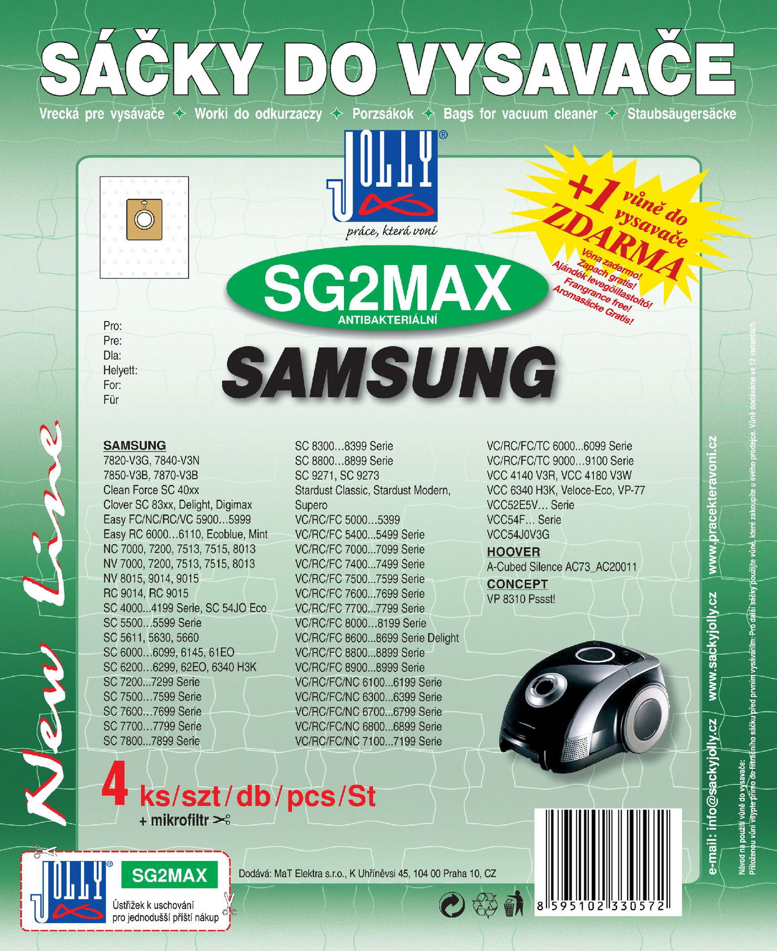 Vrecká do vysávača SG2 MAX – textilné – vôňa Fresh