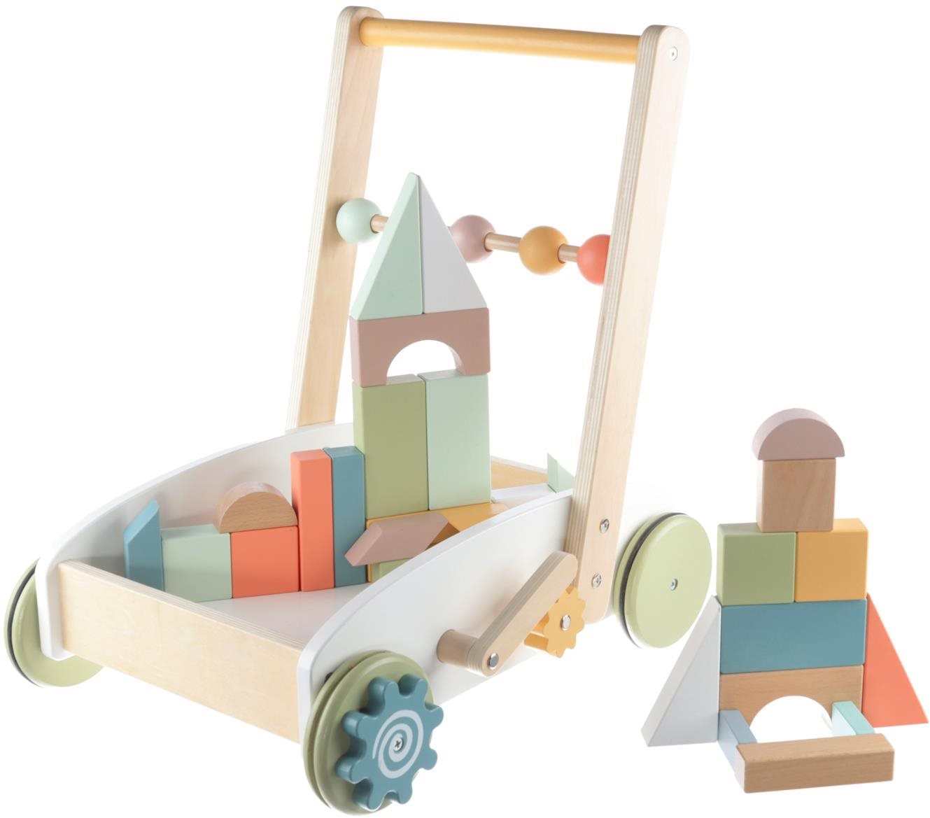 ZOPA Dřevěný vozík s kostkami Wood