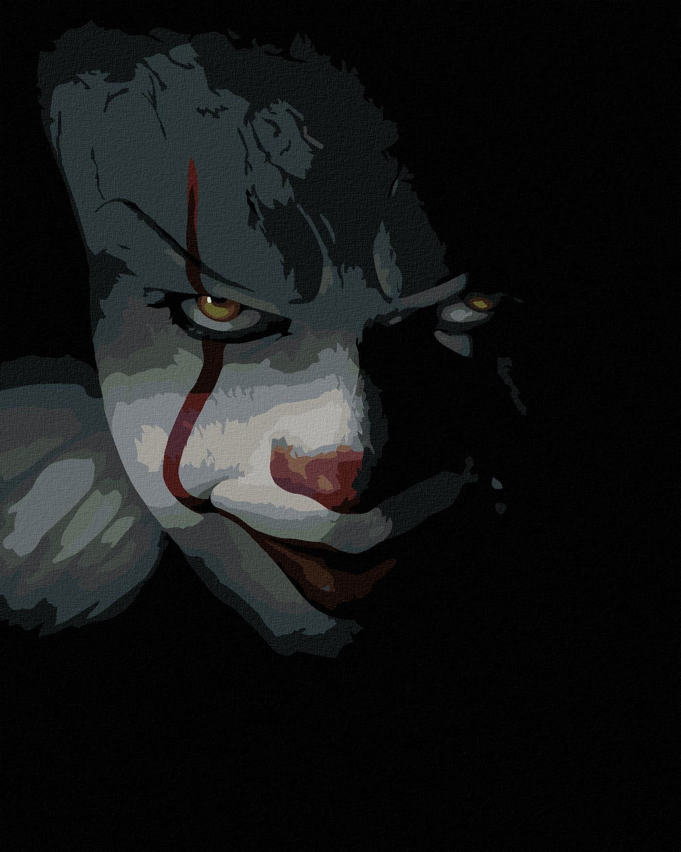 Zuty – Maľovanie podľa čísel – Desivý pohľad Pennywise (To), 40 × 50 cm, plátno