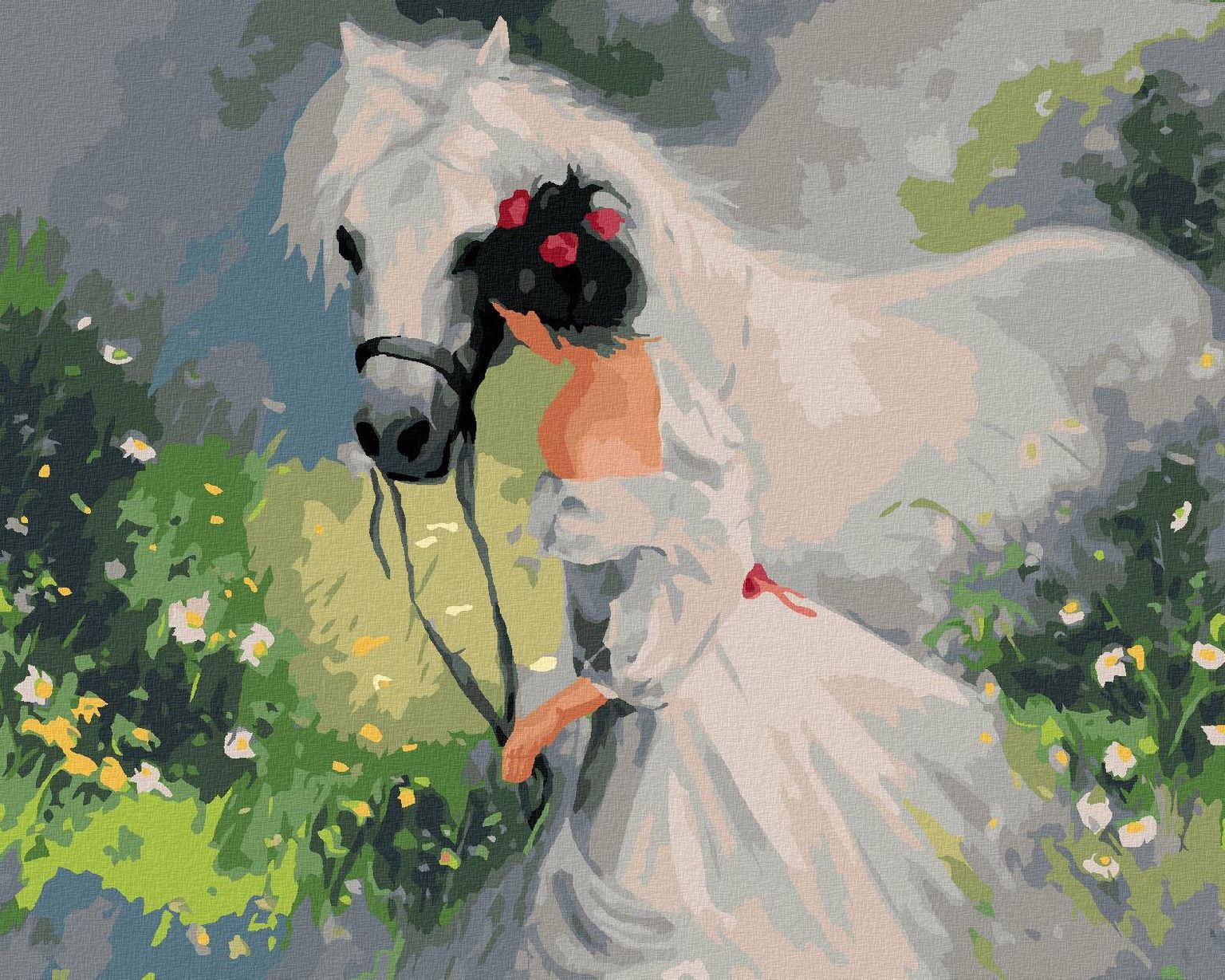 Zuty – Maľovanie Podľa Čísel – Dievča V Bielych Šatách A Kôň, 40 × 50 cm, Plátno