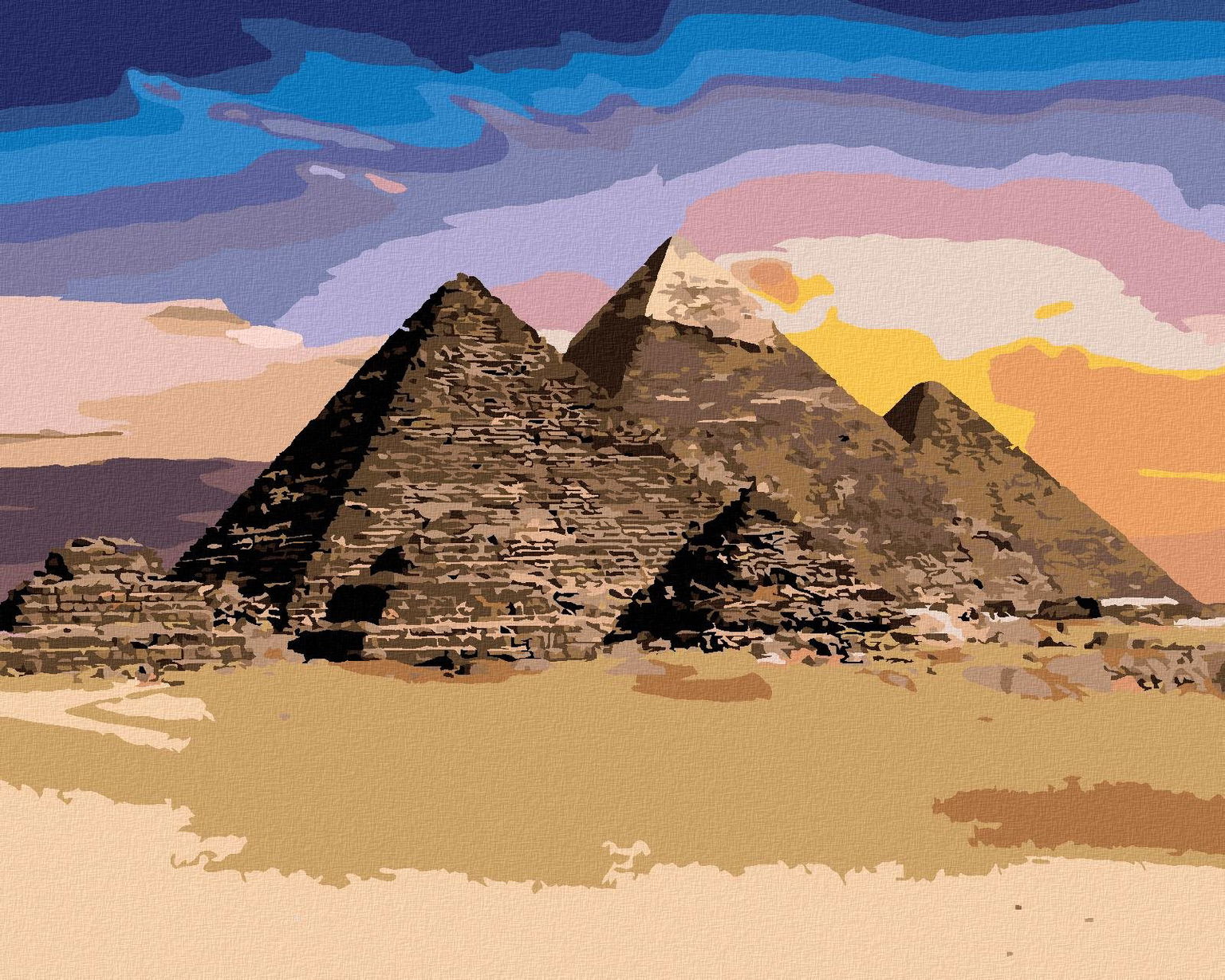 Zuty – Maľovanie Podľa Čísel – Egypt Pyramídy, 40 × 50 cm, Plátno + Rám