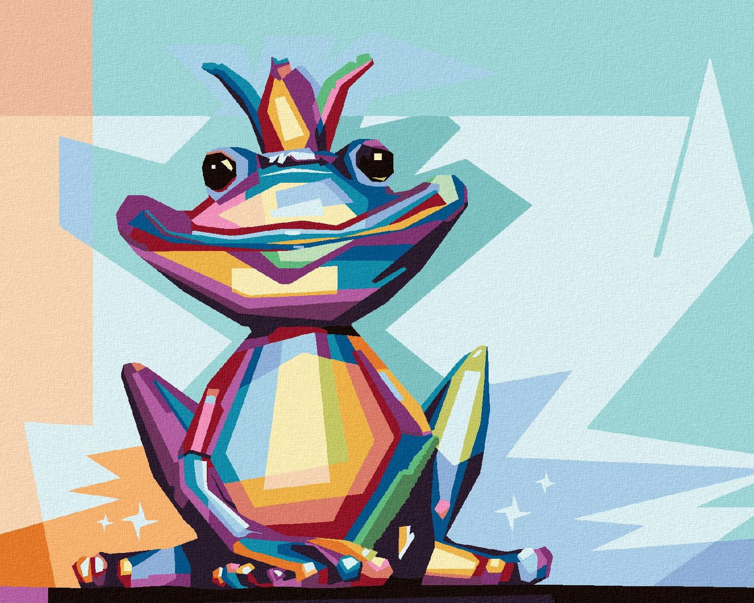 Zuty – Maľovanie Podľa Čísel – Farebná Žaba S Korunou, 80 × 100 cm, Plátno