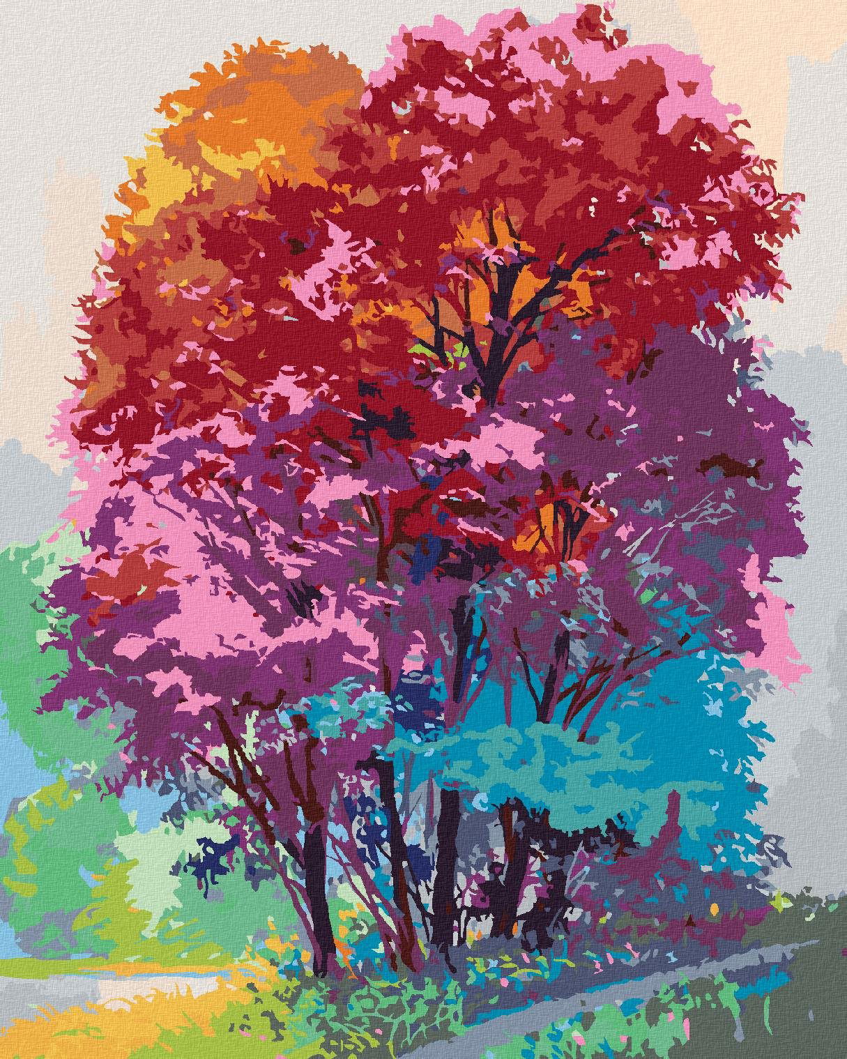 Zuty – Maľovanie Podľa Čísel – Farebný Strom V Lese, 40 × 50 cm, Plátno + Rám