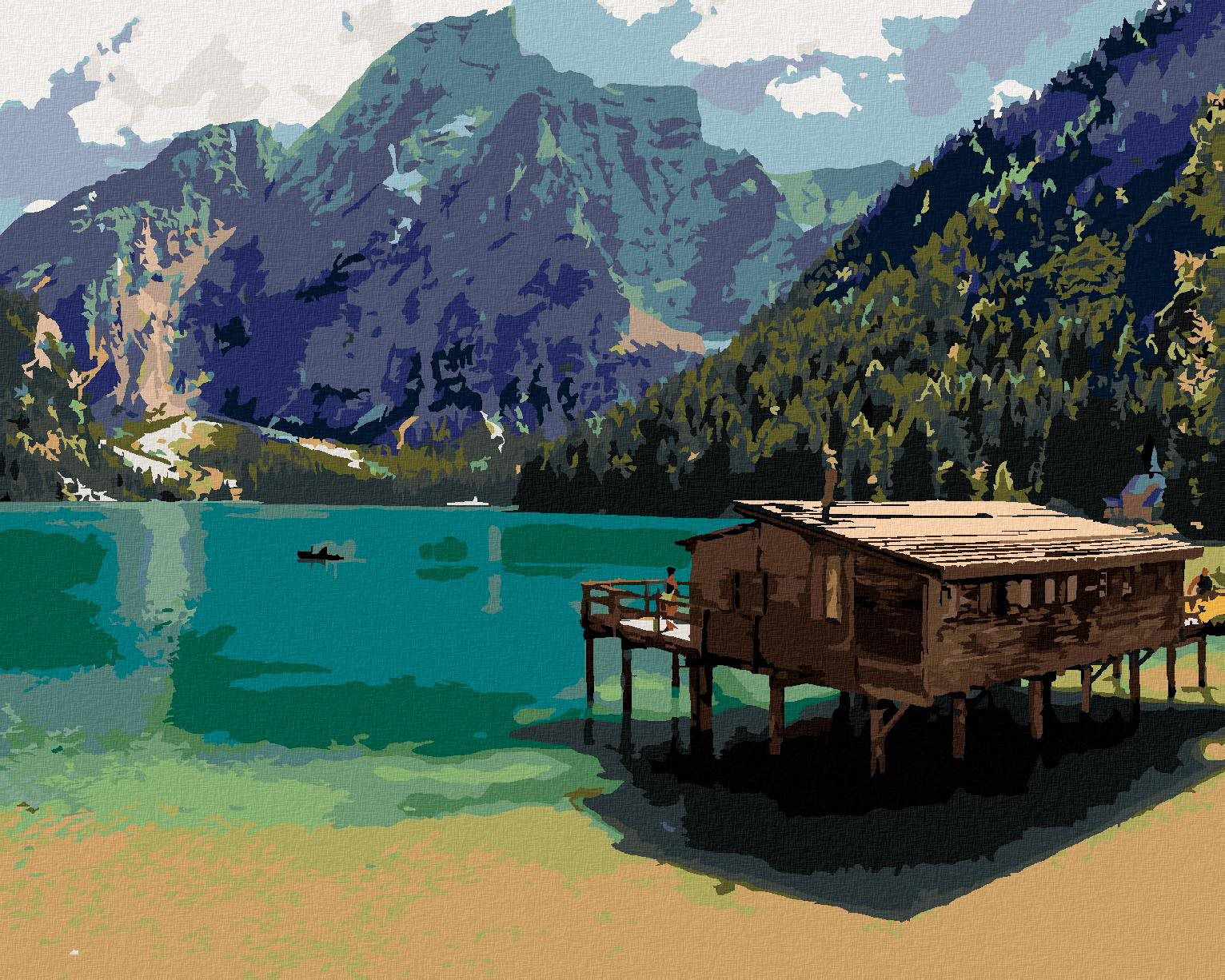 Zuty – Maľovanie Podľa Čísel – Jazerná Krajina V Lago Di Braies, 40 × 50 cm, Plátno + Rám