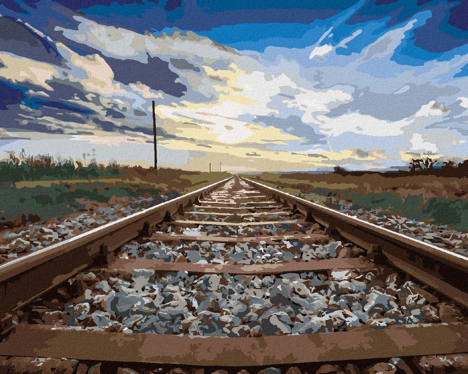 Zuty – Maľovanie Podľa Čísel – Koľaje A Modré Nebo, 80 × 100 cm, Plátno