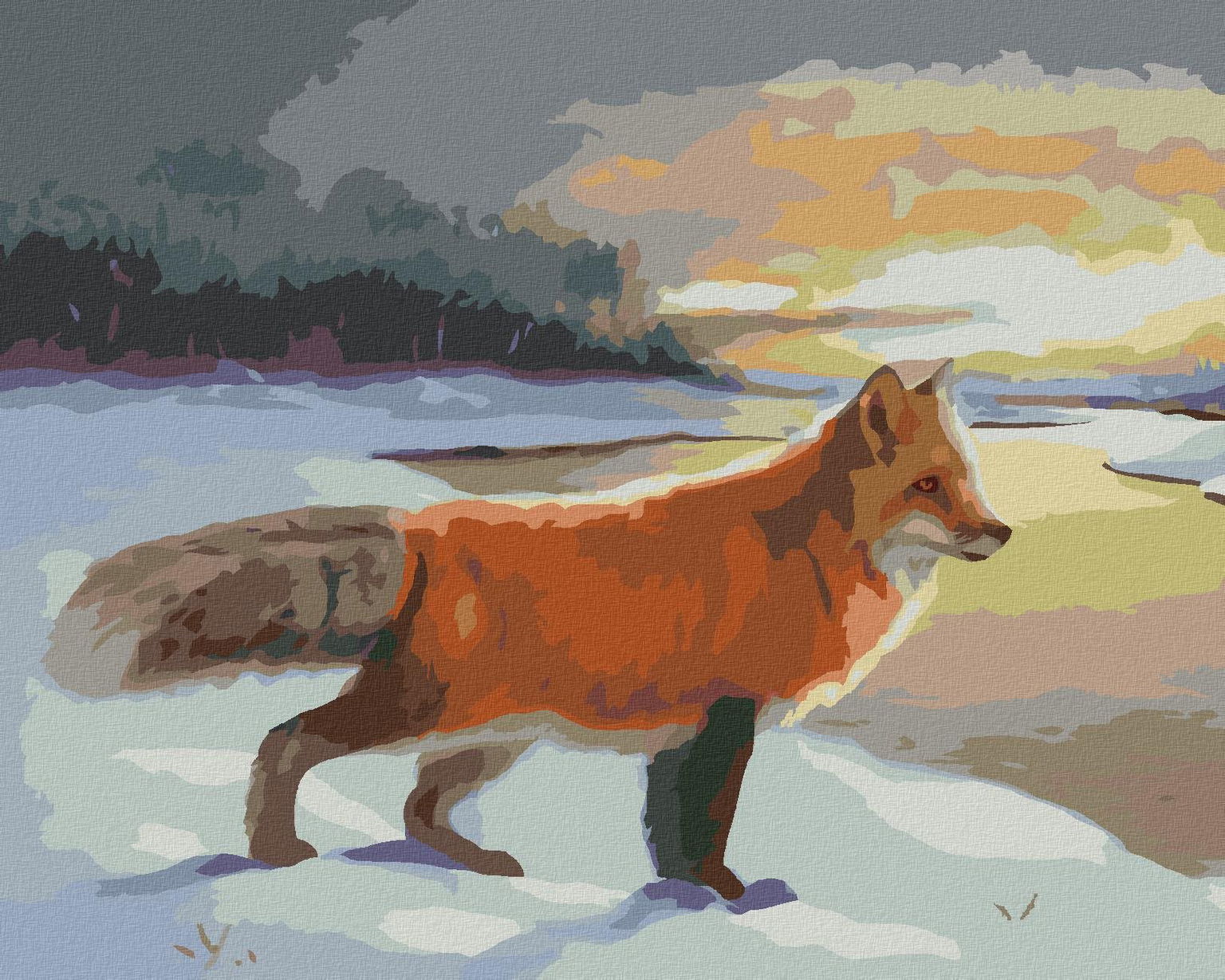 Zuty – Maľovanie Podľa Čísel – Líška V Zime (D. Rusty Rust), 40 × 50 cm, Plátno