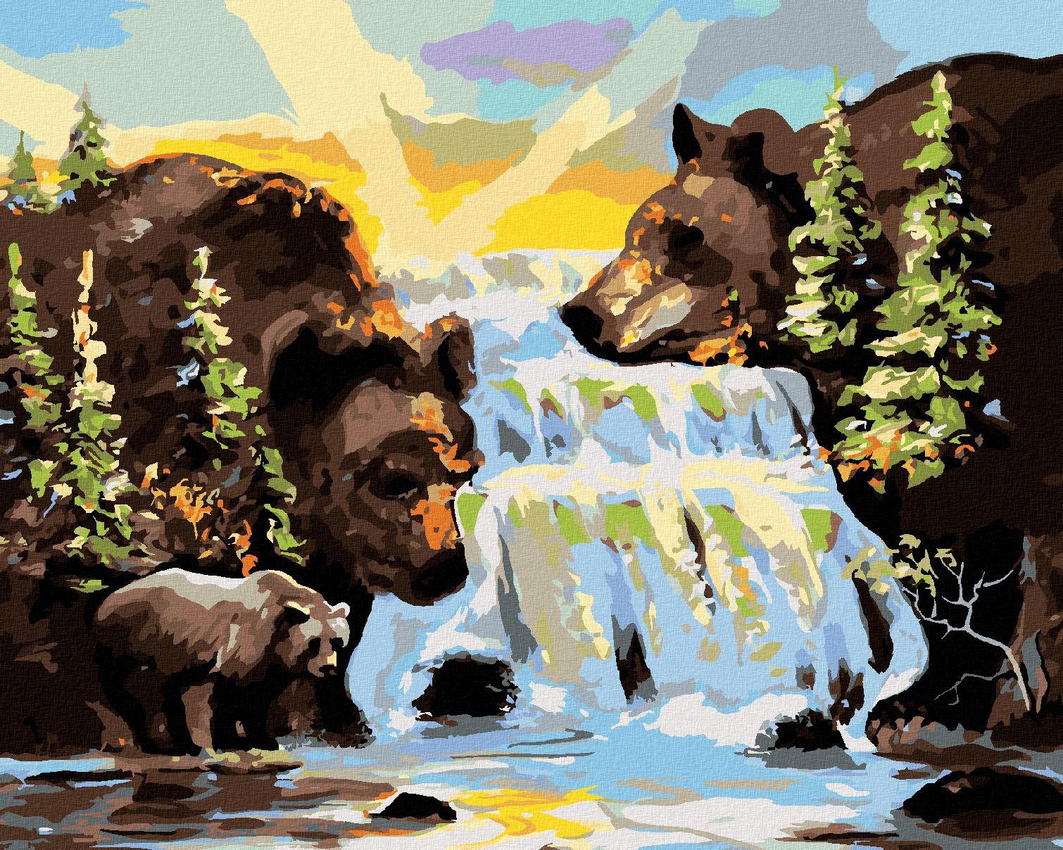 Zuty – Maľovanie Podľa Čísel – Medveď A Vodopád (D. Rusty Rust), 80 × 100 cm, Plátno + Rám