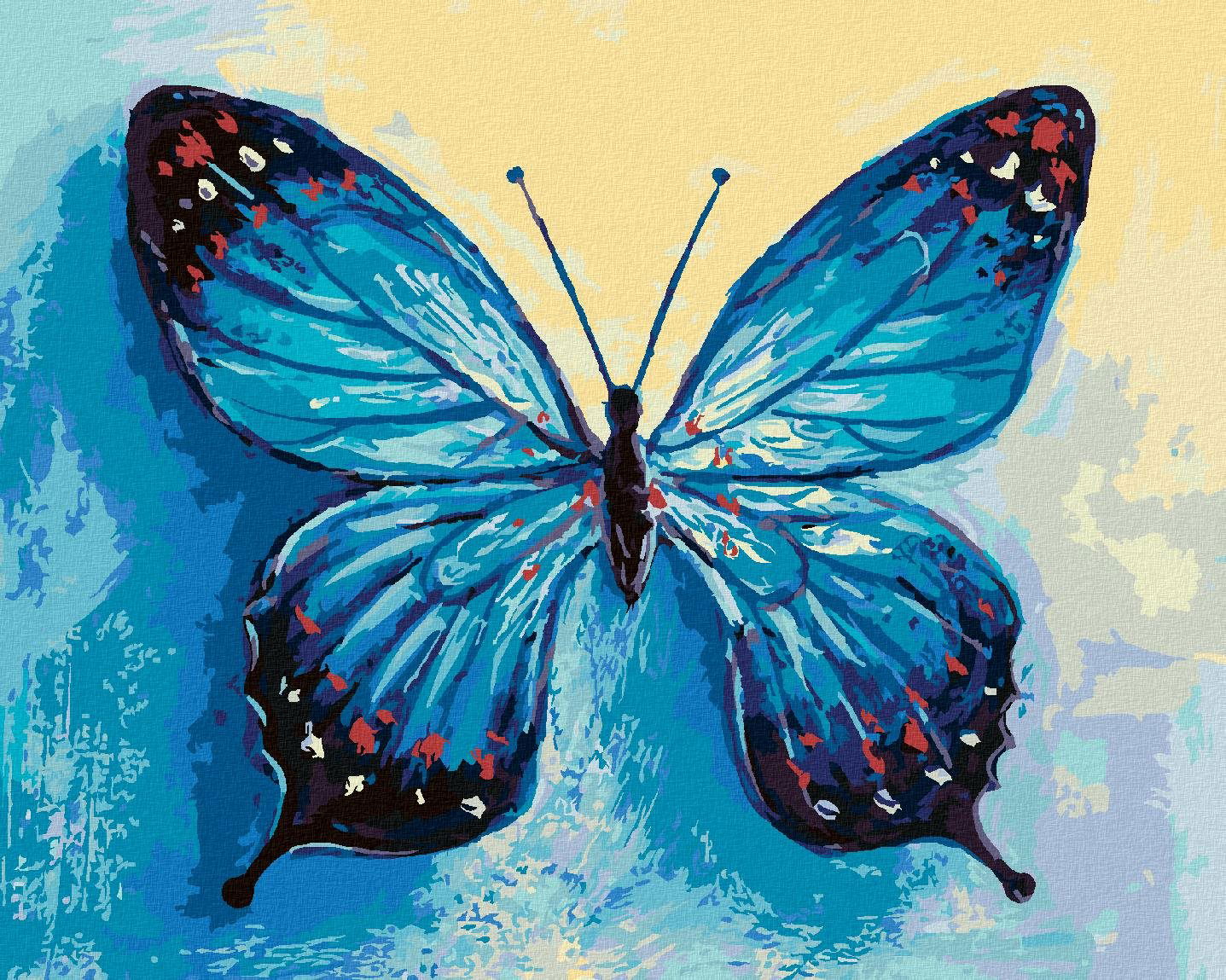 Zuty – Maľovanie Podľa Čísel – Modrý Motýľ, 80 × 100 cm, Plátno