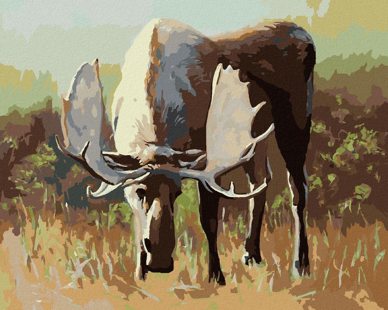 Zuty – Maľovanie podľa čísel – Osamelý los na pastvine (D. Rusty Rust), 80 × 100 cm, plátno + rám