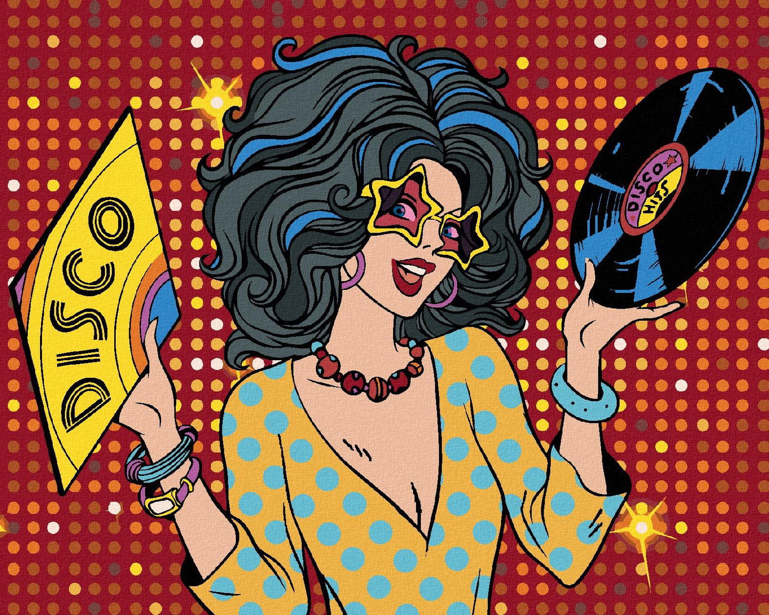 Zuty – Maľovanie Podľa Čísel – Pop-Art Disco Žena, 40 × 50 cm, Plátno + Rám
