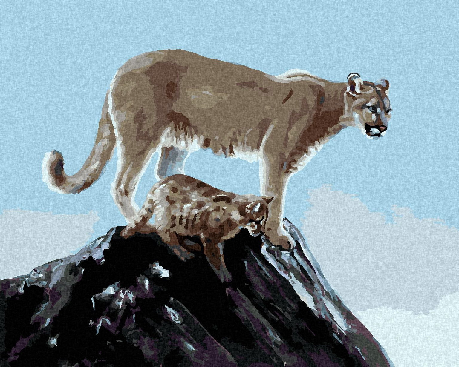 Zuty – Maľovanie Podľa Čísel – Puma S Mláďaťom (D. Rusty Rust), 40 × 50 cm, Plátno