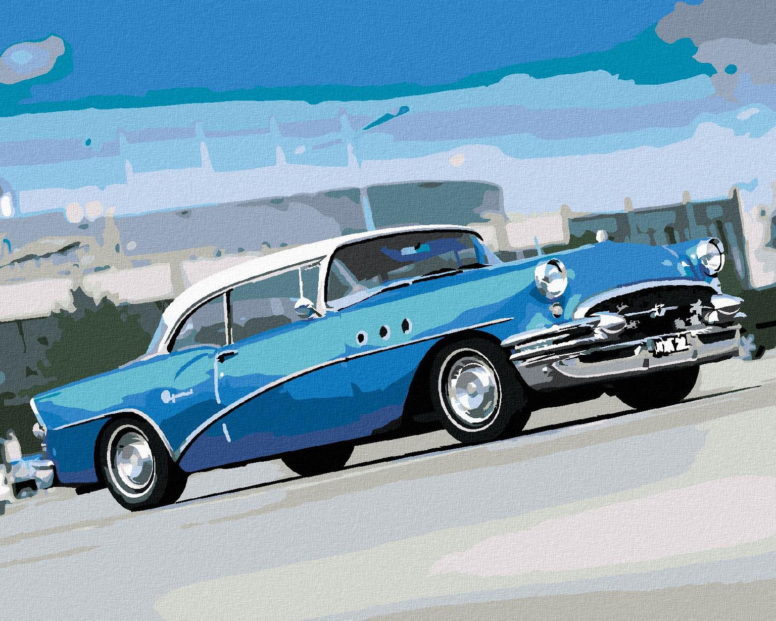 Zuty – Maľovanie Podľa Čísel – Staršie Modré Auto, 80 × 100 cm, Plátno