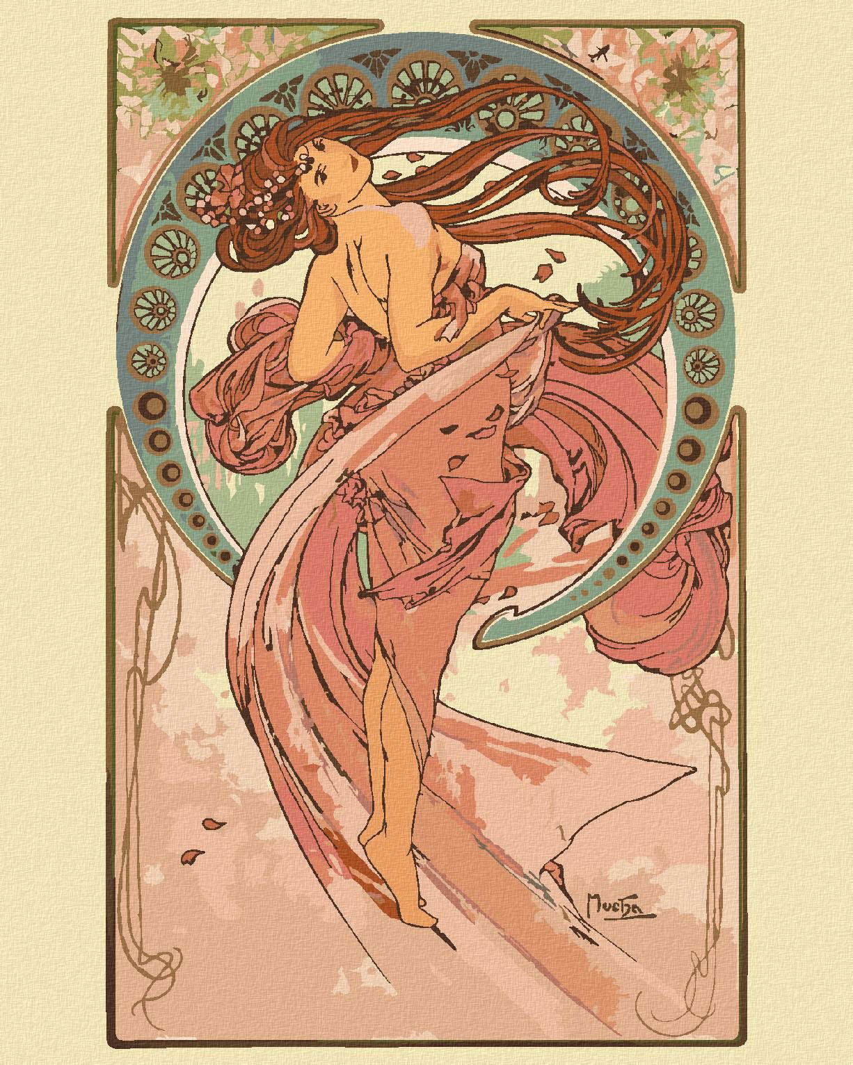 Zuty – Maľovanie Podľa Čísel – Tanec (Alfons Mucha), 40 × 50 cm, Plátno + Rám